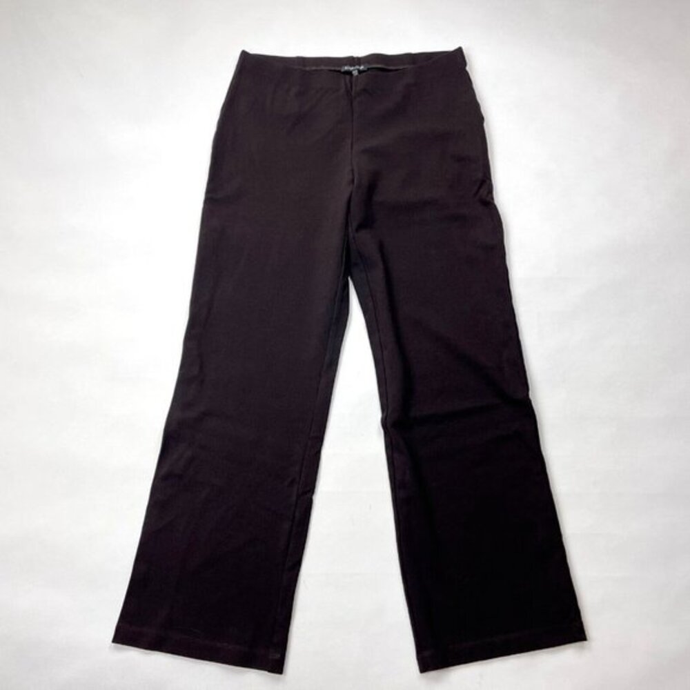 Eileen Fisher Stretch Heavy Viscose Pants Women M Elastic waist Flat Front Brown